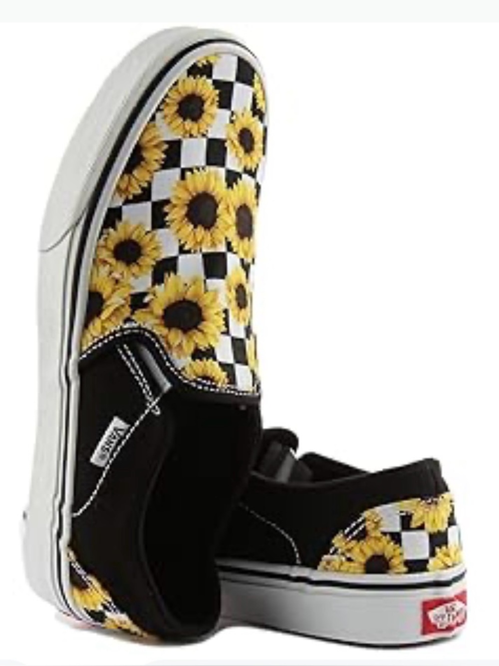 Like New Vans Sunflowers Checkerboard Sneakers Sz 6